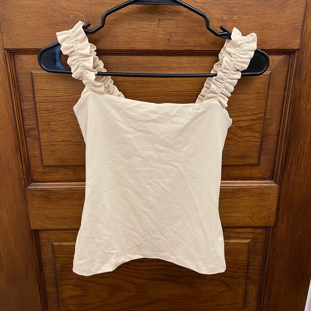 Susana Monaco Ruffle Strap Top Size XS Belgian Creme Cream $138